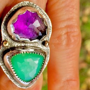 🔥SOLD🔥GEM AMETHYST & GEM CHRYSOPRASE RING!